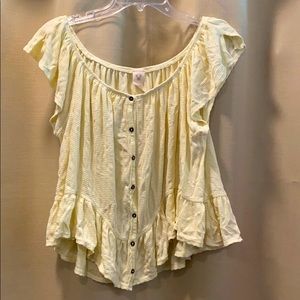 Yellow off the shoulder free people blouse. Size M